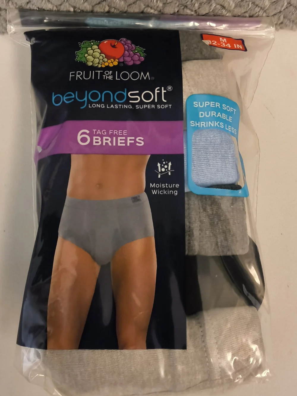 Fruit of the Loom Men’s Gray & Black Briefs - 6 Pack